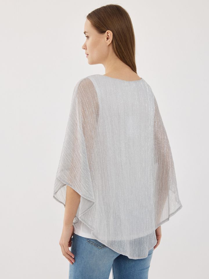 חולצה V לורקס LIA בצבע כסף