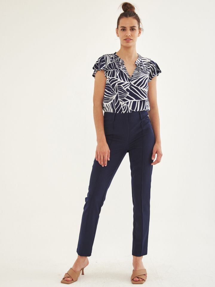 חולצה שינה דפוס  PROMO בצבע כחול/לבן