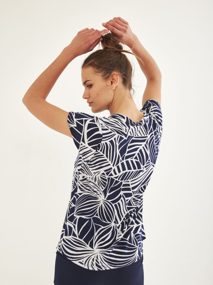 חולצה שינה דפוס  PROMO בצבע כחול/לבן