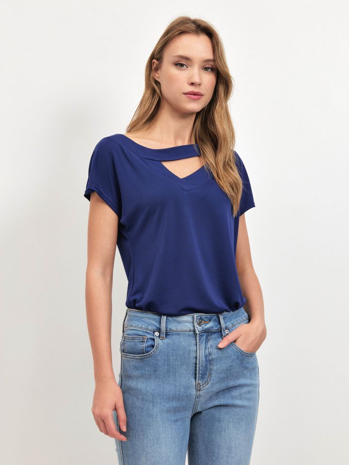 חולצה אמזון פתח PROMO בצבע כחול אינדיגו