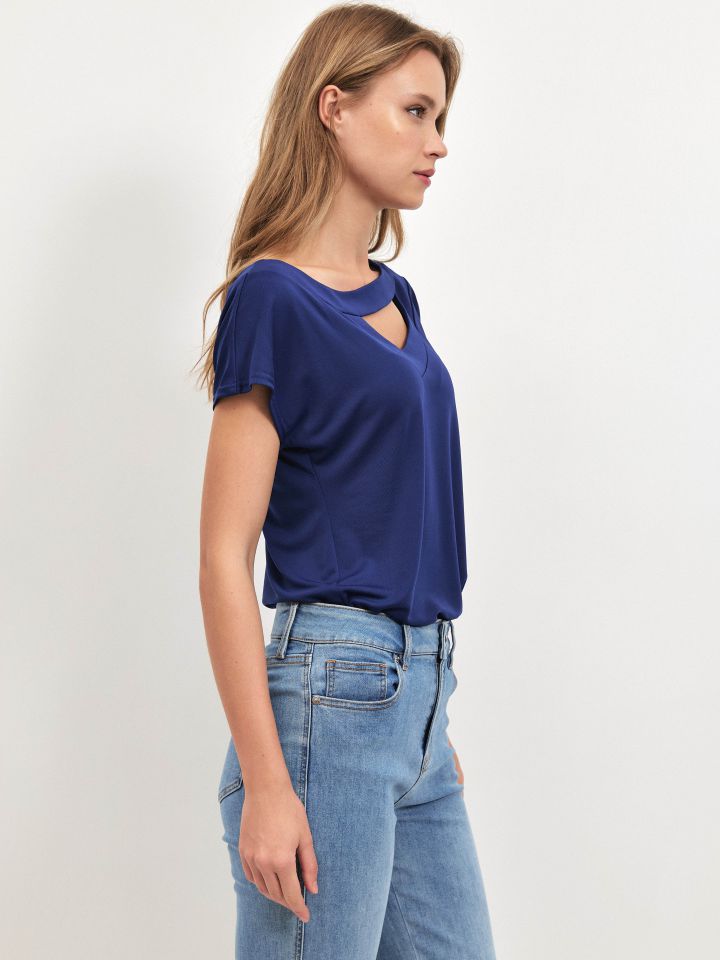 חולצה אמזון פתח PROMO בצבע כחול אינדיגו