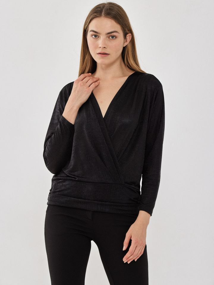 חולצה מעטפה לורקס PARIS בצבע שחור