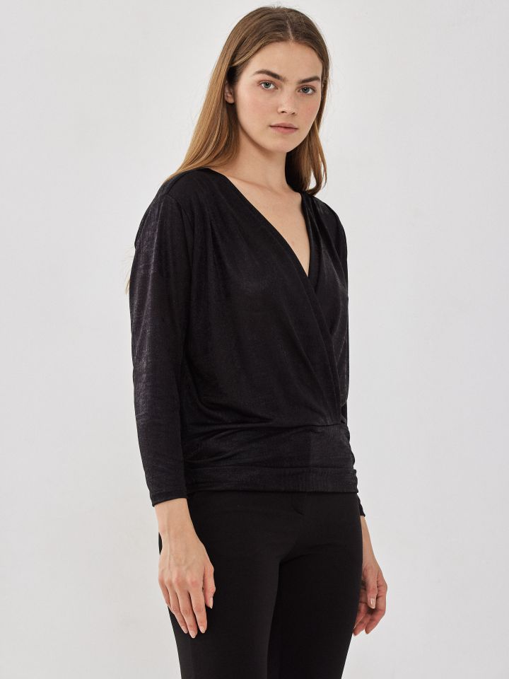 חולצה מעטפה לורקס PARIS בצבע שחור