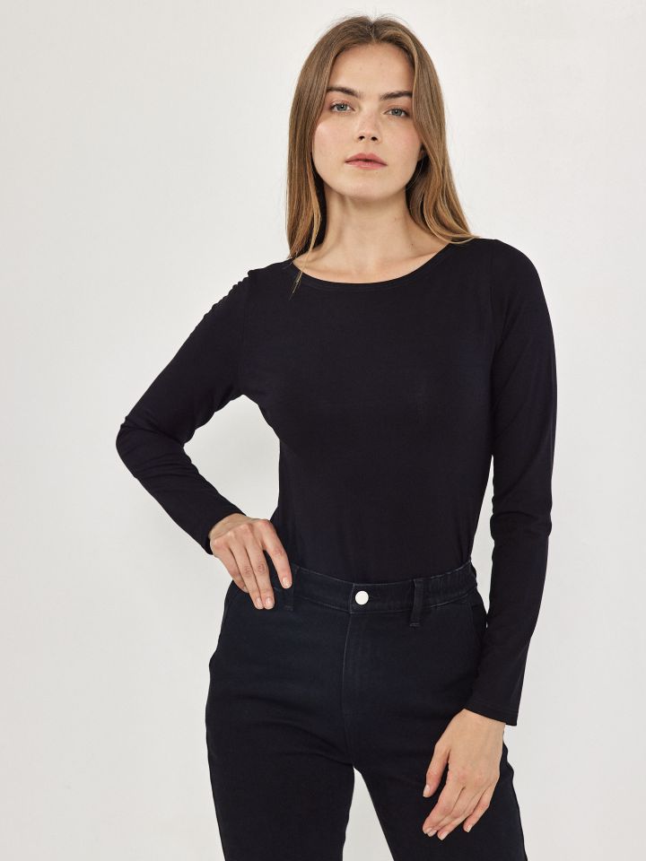 חולצה שרוול ארוך  PROMO בצבע שחור