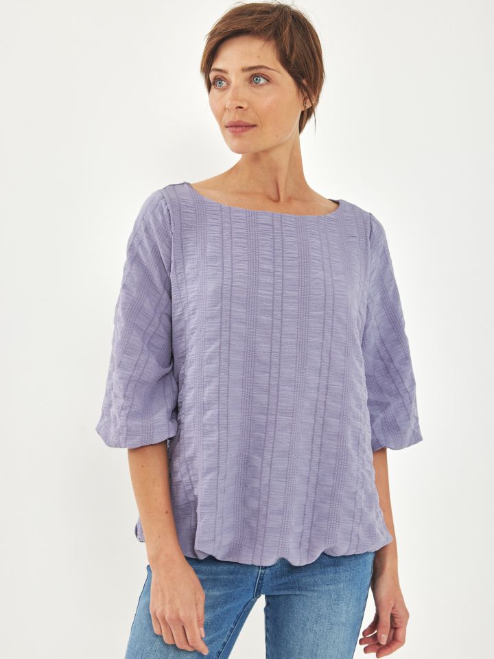 חולצה בלון מקומט בצבע סגול לילה מעושן