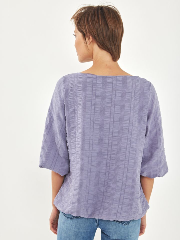 חולצה בלון מקומט בצבע סגול לילה מעושן