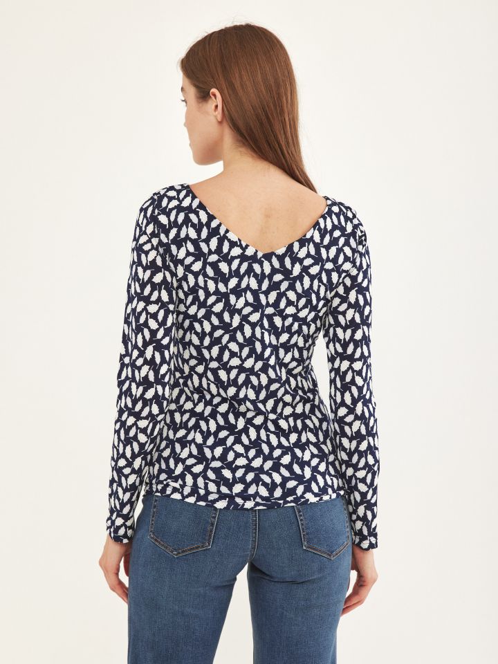 חולצה כיווצים דפוס  PROMO בצבע נייבי