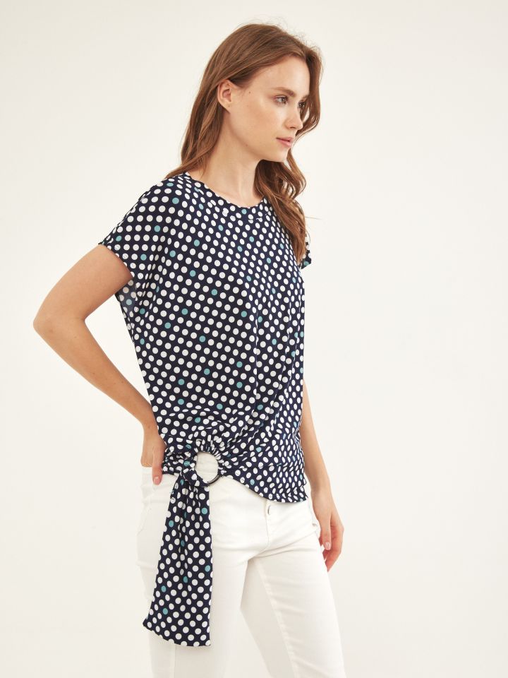 חולצה דפוס אבזם קשירה בצבע נקודות