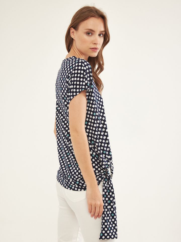 חולצה דפוס אבזם קשירה בצבע נקודות