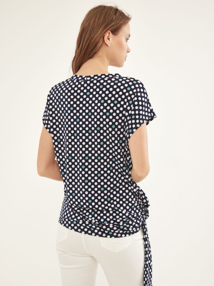 חולצה דפוס אבזם קשירה בצבע נקודות