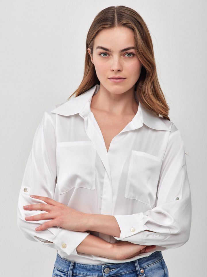 חולצה סטן PROMO LINOR בצבע לבן