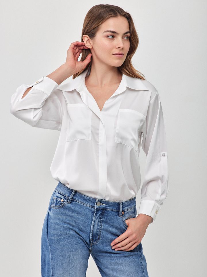 חולצה סטן PROMO LINOR בצבע לבן