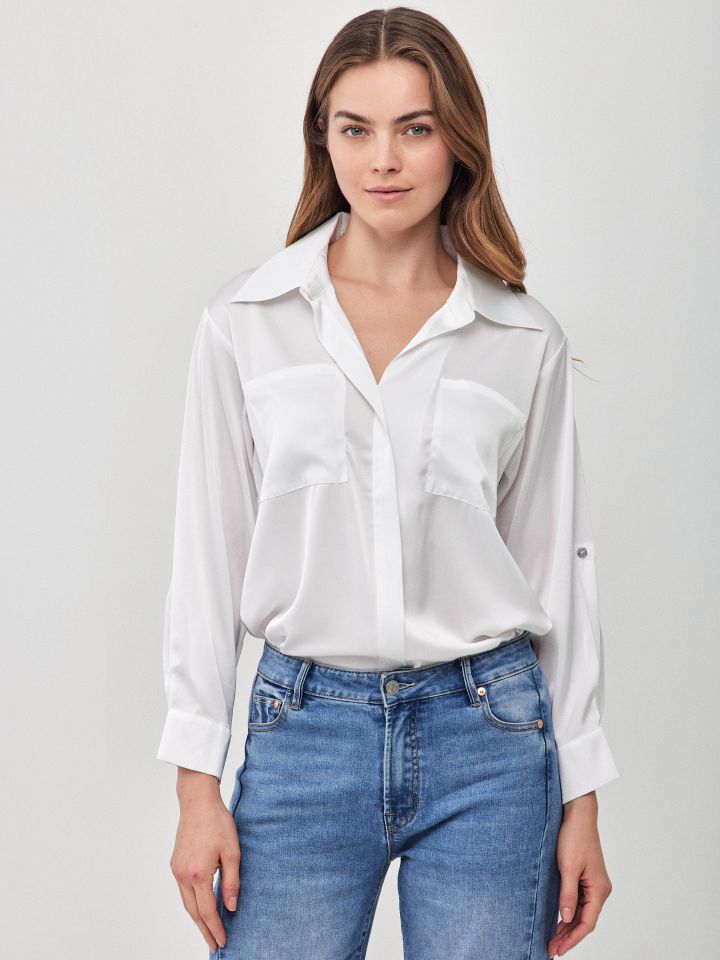 חולצה סטן PROMO LINOR בצבע לבן