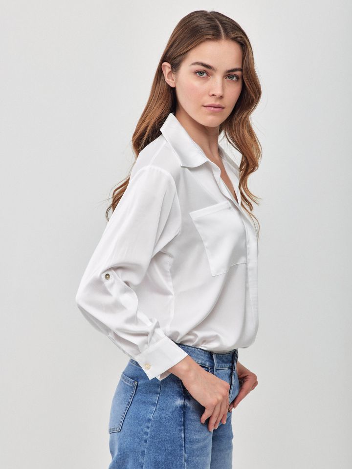 חולצה סטן PROMO LINOR בצבע לבן