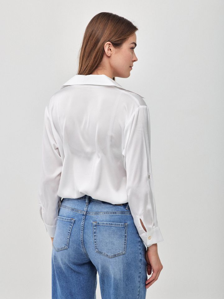 חולצה סטן PROMO LINOR בצבע לבן