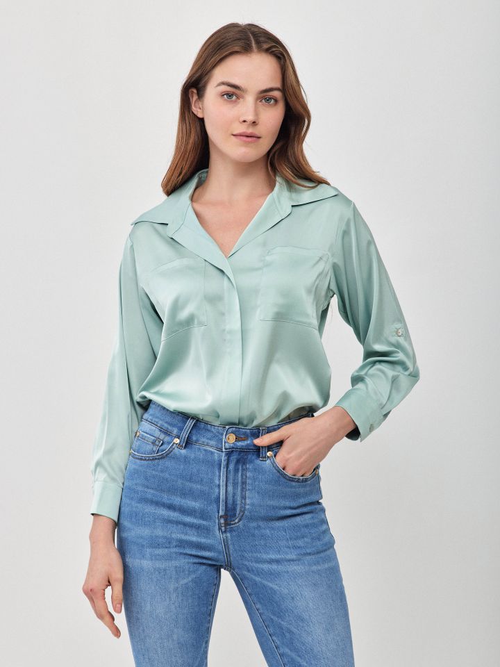 חולצה סטן PROMO LINOR בצבע ירוק