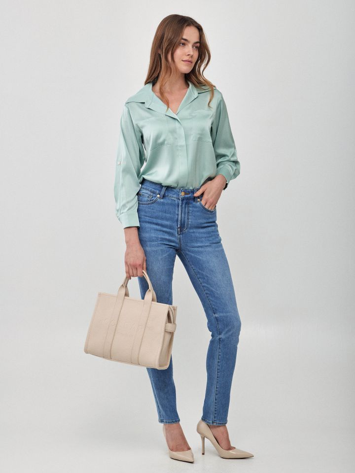 חולצה סטן PROMO LINOR בצבע ירוק