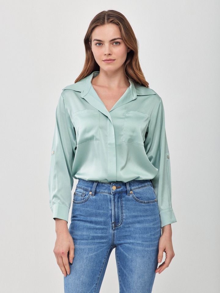 חולצה סטן PROMO LINOR בצבע ירוק