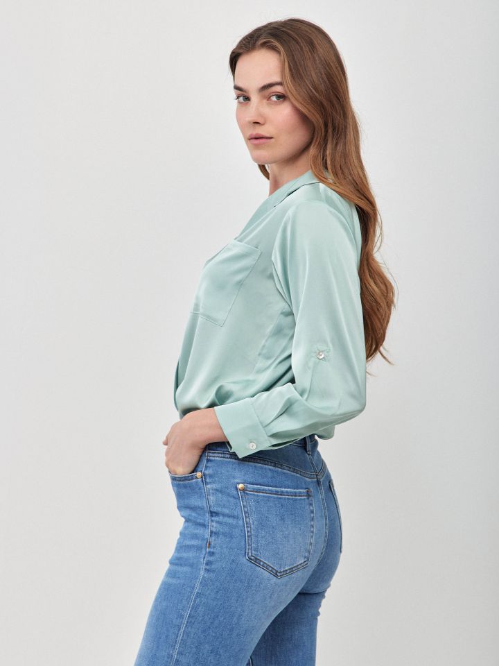 חולצה סטן PROMO LINOR בצבע ירוק