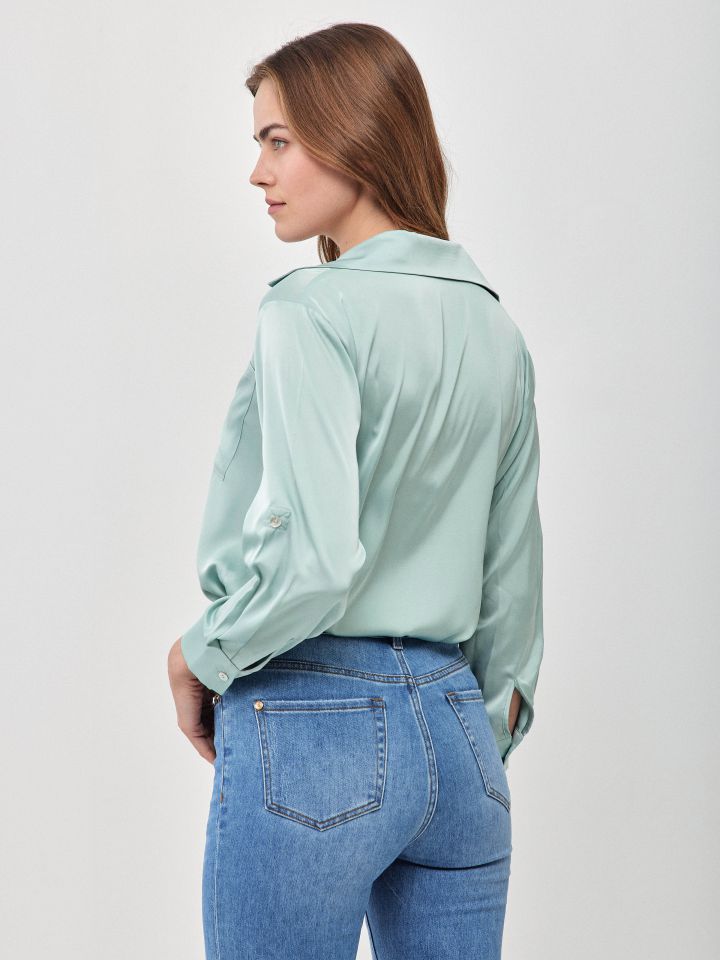 חולצה סטן PROMO LINOR בצבע ירוק