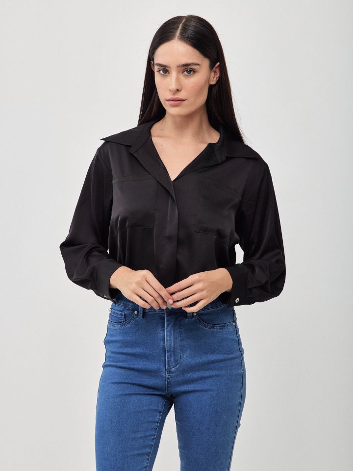 חולצה סטן PROMO LINOR בצבע שחור