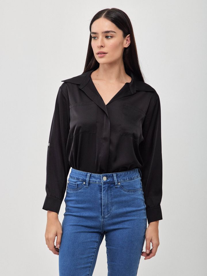 חולצה סטן PROMO LINOR בצבע שחור