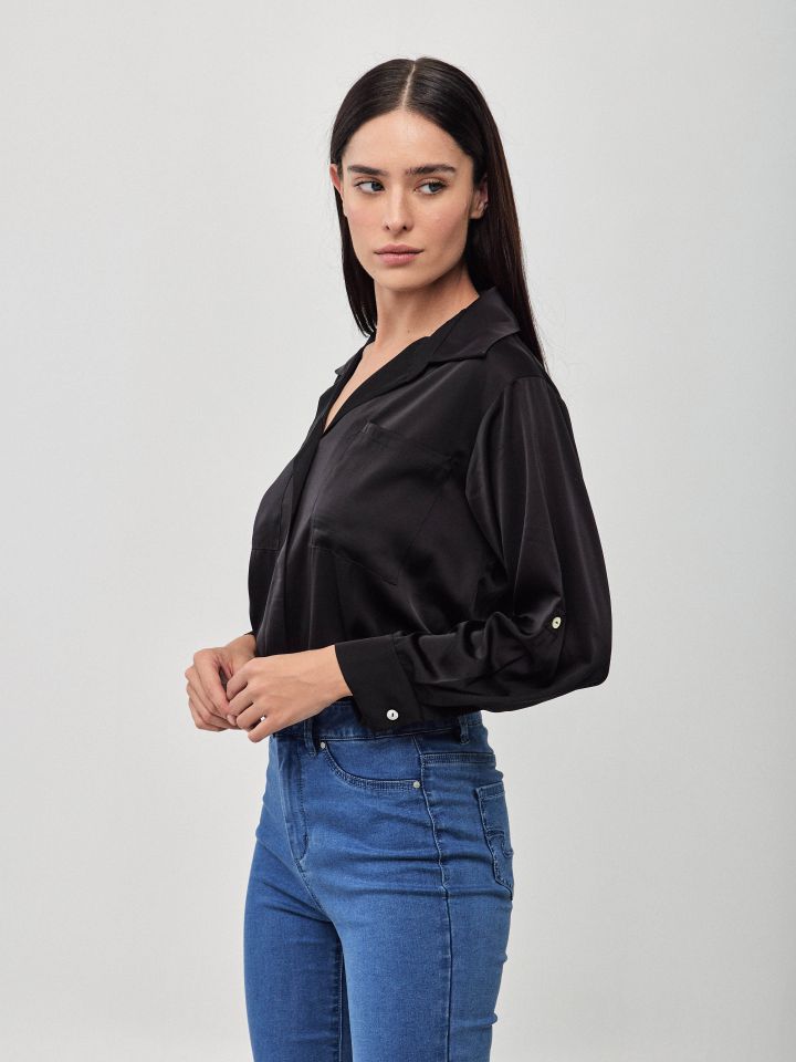 חולצה סטן PROMO LINOR בצבע שחור