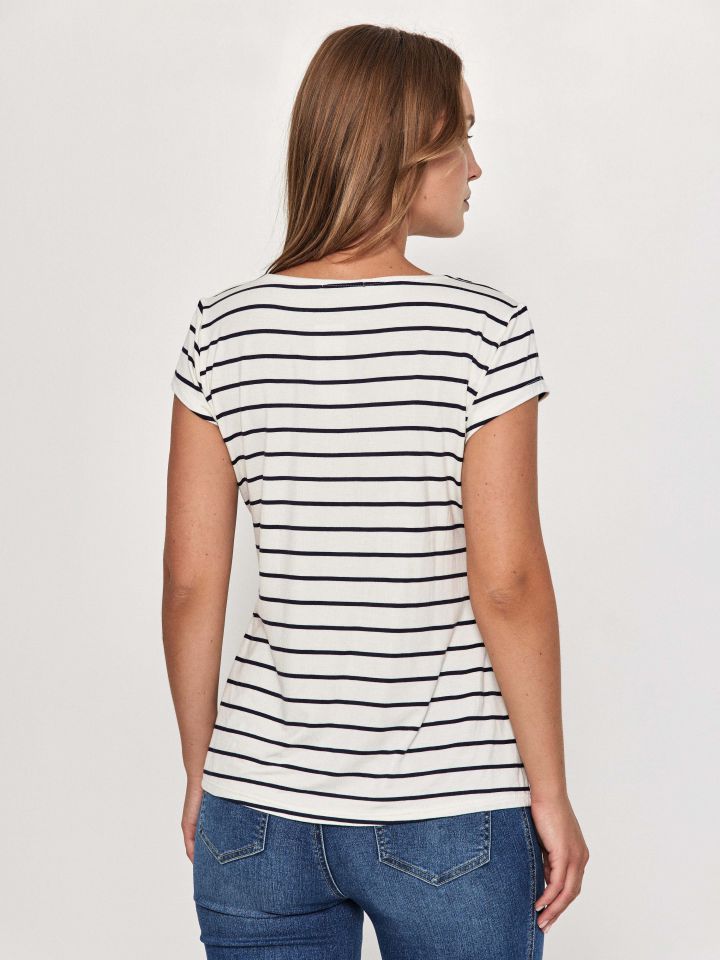 חולצה פסים פתח PROMO V בצבע אופוויט