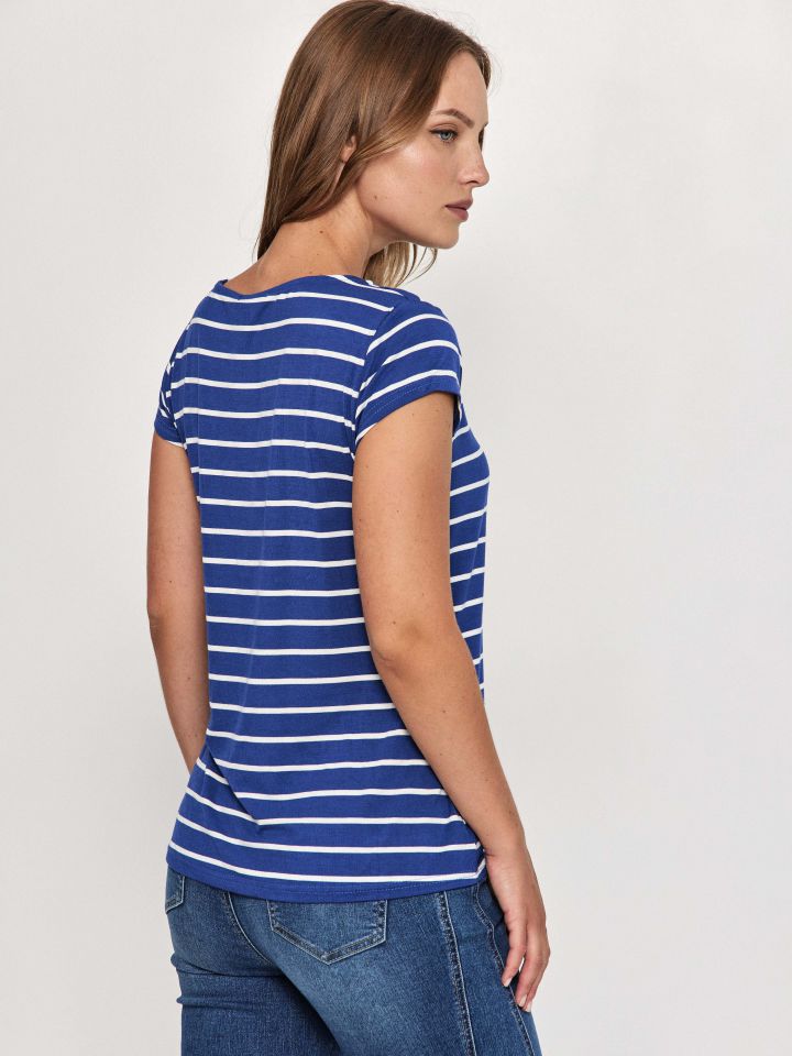 חולצה פסים פתח PROMO V בצבע נייבי