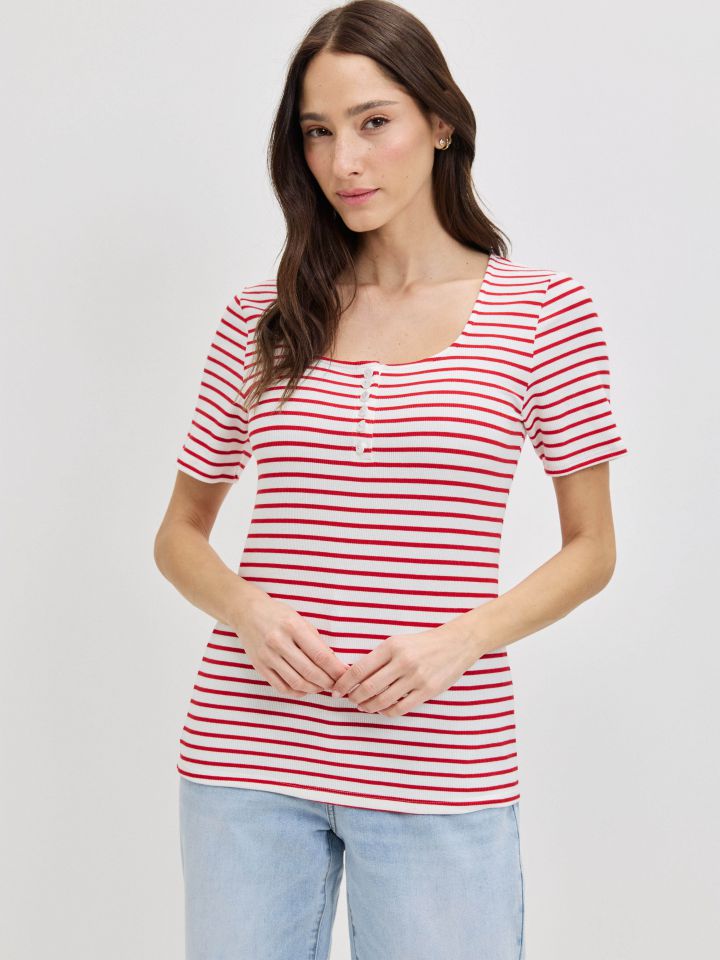 חולצה פסים שינה PROMO בצבע אדום