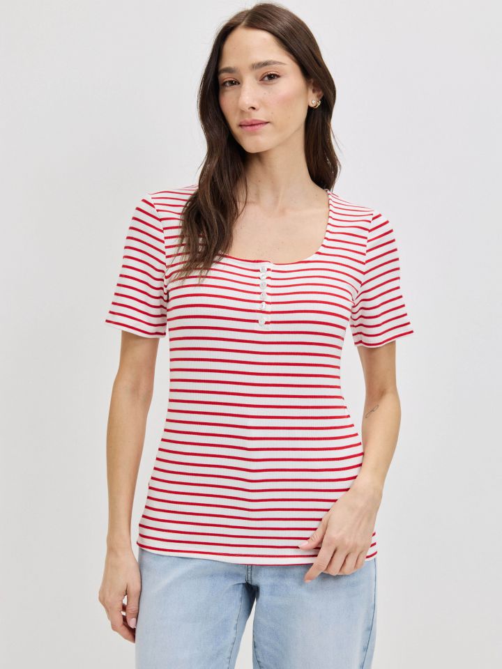 חולצה פסים שינה PROMO בצבע אדום