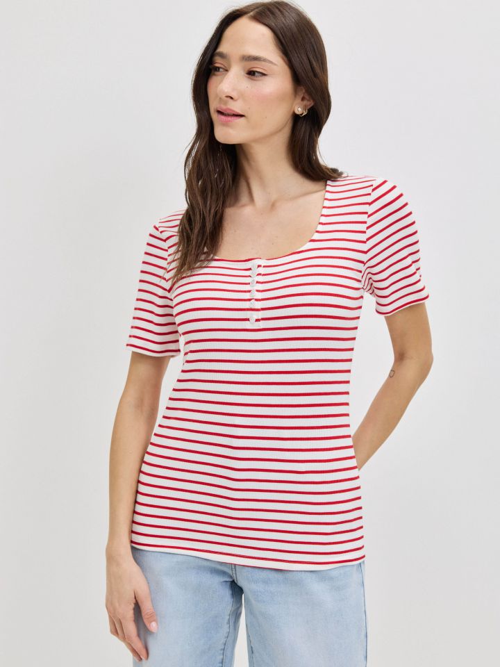 חולצה פסים שינה PROMO בצבע אדום