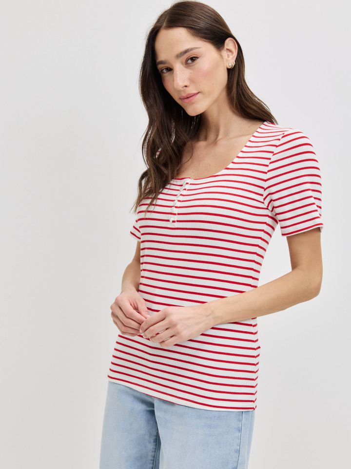 חולצה פסים שינה PROMO בצבע אדום