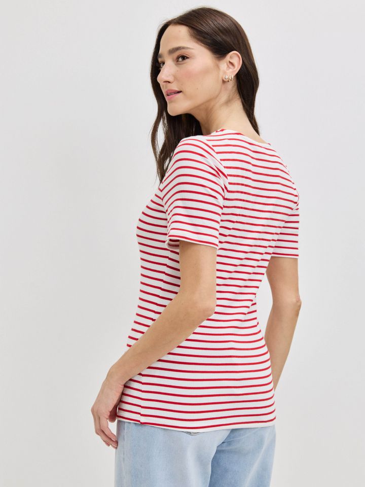 חולצה פסים שינה PROMO בצבע אדום