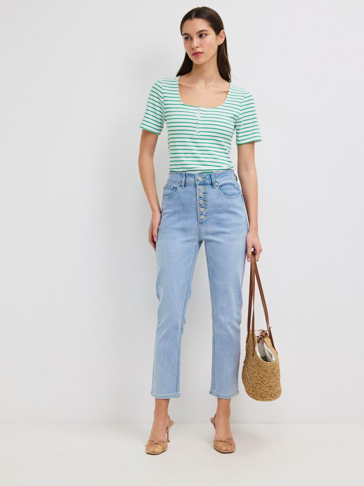 חולצה פסים שינה PROMO בצבע מנטה