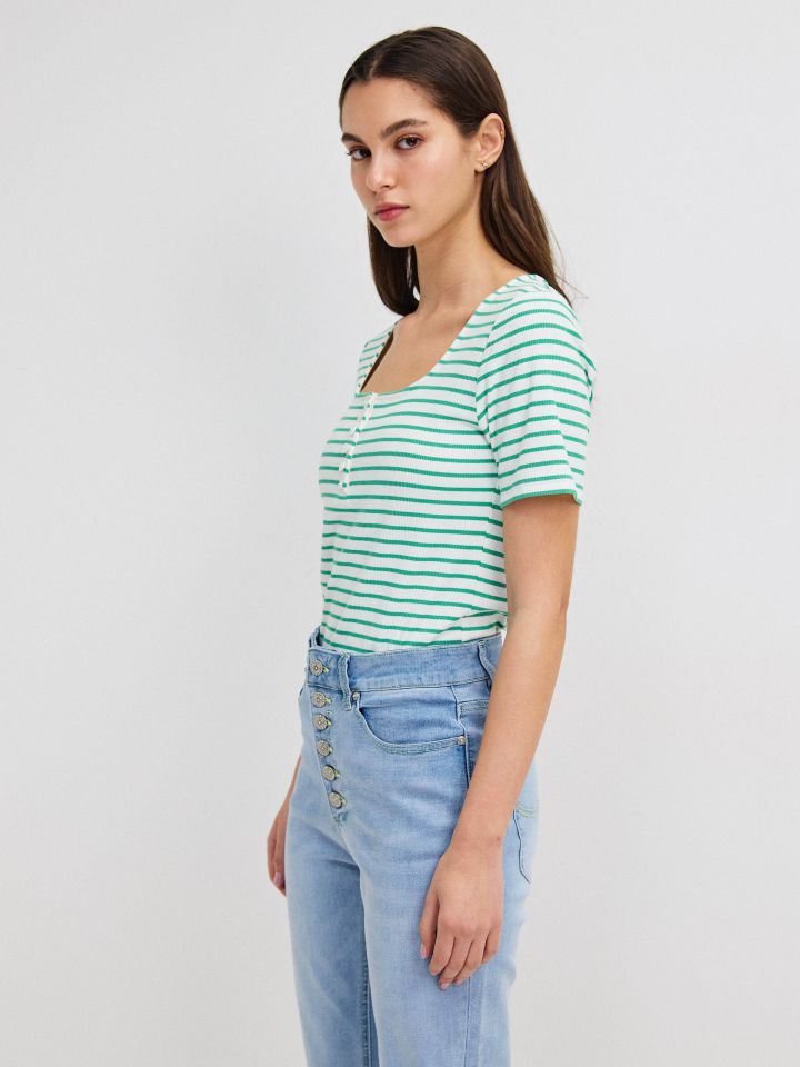 חולצה פסים שינה PROMO בצבע מנטה