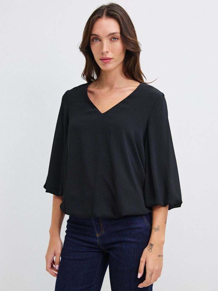 חולצה V בלון PROMO בצבע שחור