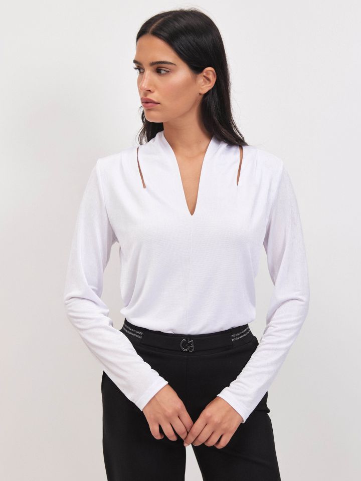 חולצה פתחים לורקס בצבע לבן