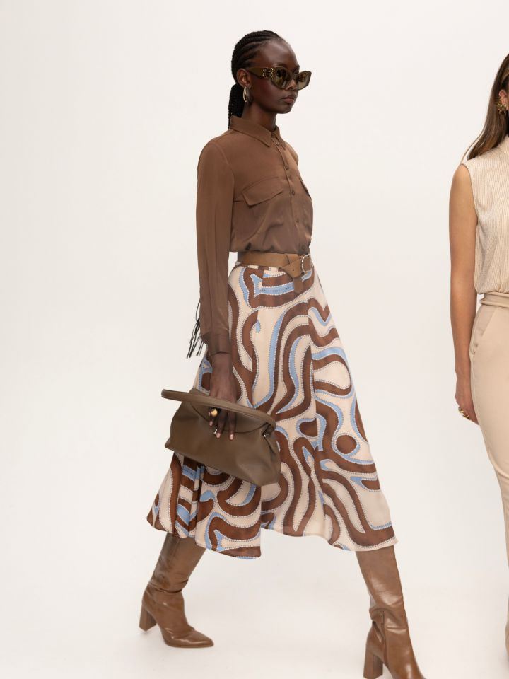 חולצה צוארון כיסים PROMO בצבע חום בינוני