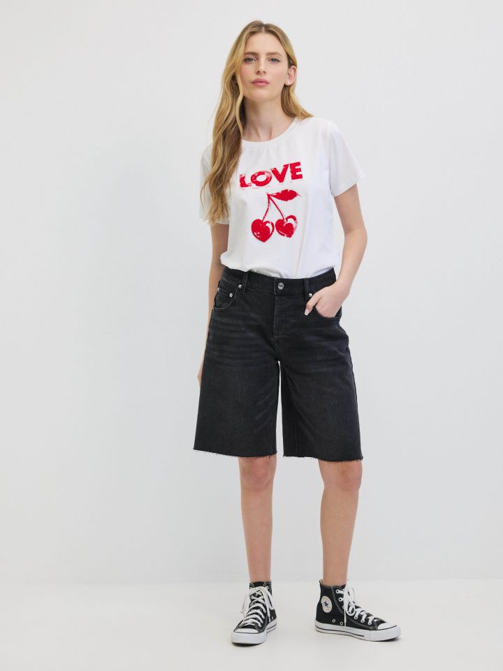 חולצה PROMO LOVE CHERRY בצבע לבן