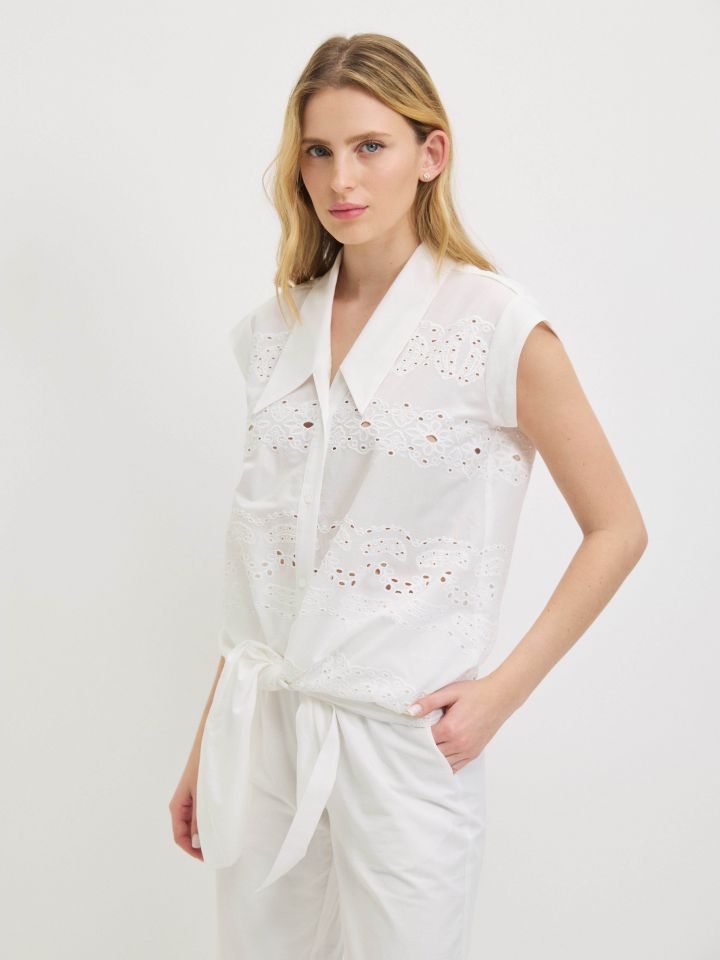 חולצה קרושה קשירה בצבע לבן