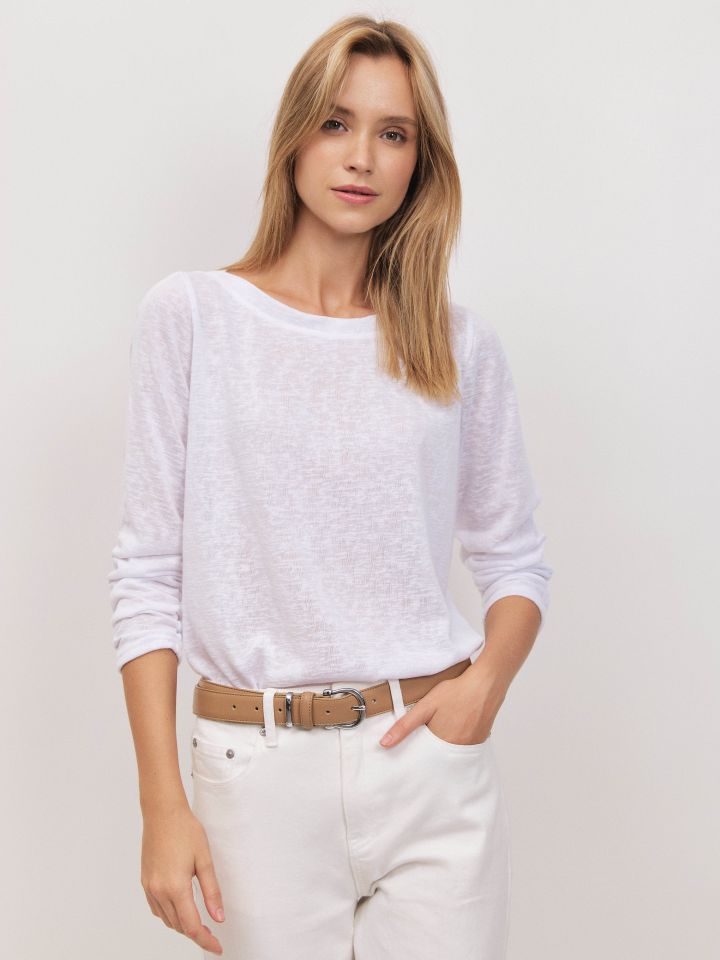 חולצה שרוול כיווץ PROMO בצבע לבן