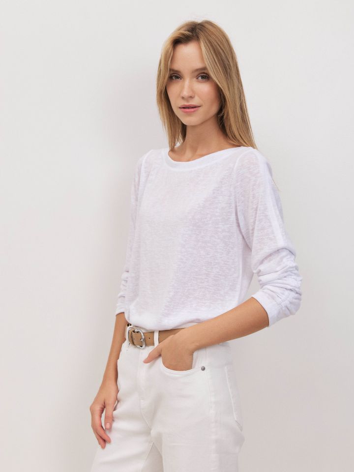 חולצה שרוול כיווץ PROMO בצבע לבן