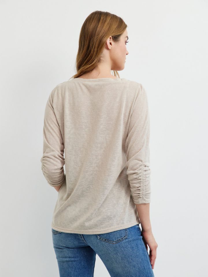 חולצה שרוול כיווץ PROMO בצבע בייז’