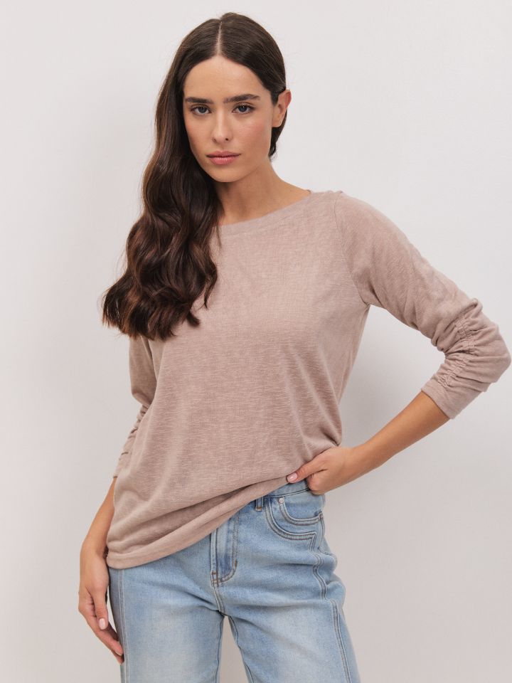 חולצה שרוול כיווץ PROMO בצבע שוקו