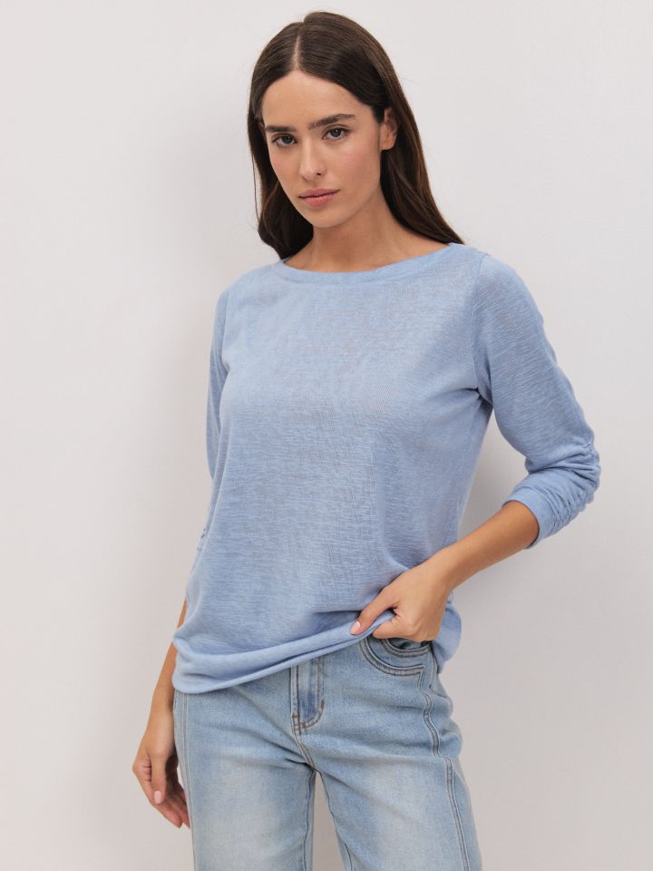 חולצה שרוול כיווץ PROMO בצבע תכלת