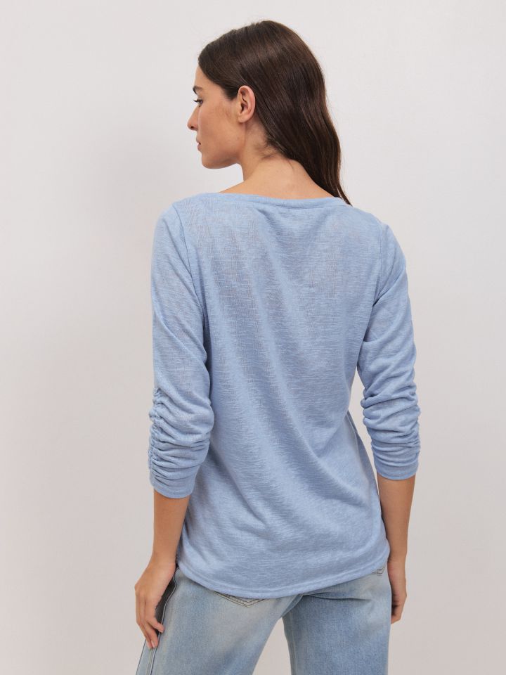 חולצה שרוול כיווץ PROMO בצבע תכלת