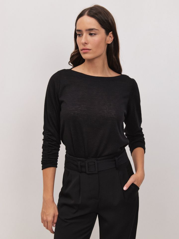 חולצה שרוול כיווץ PROMO בצבע שחור