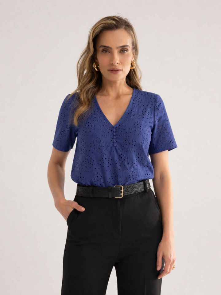 חולצה שינה תחרה PROMO בצבע נייבי