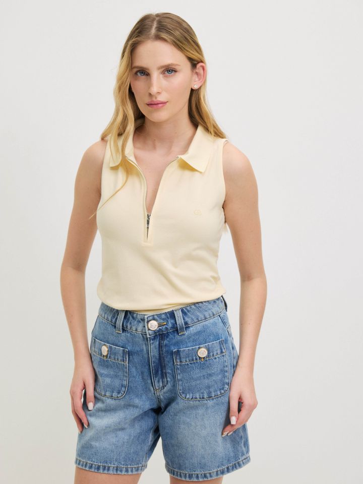 חולצה צוארון רוכסן PROMO בצבע לימון